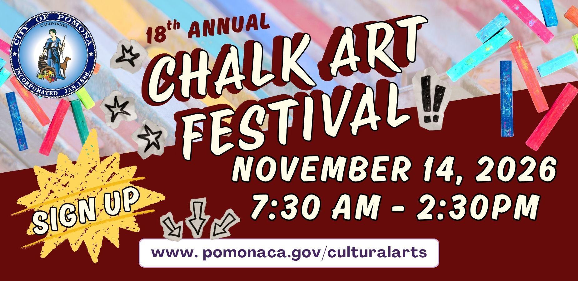 City of Pomona Chalk Art Festival shuffle banner for homepage