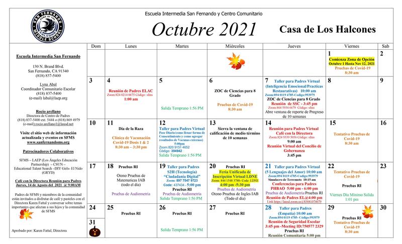 Calendario de eventos de octubre del Centro para padres Featured Photo