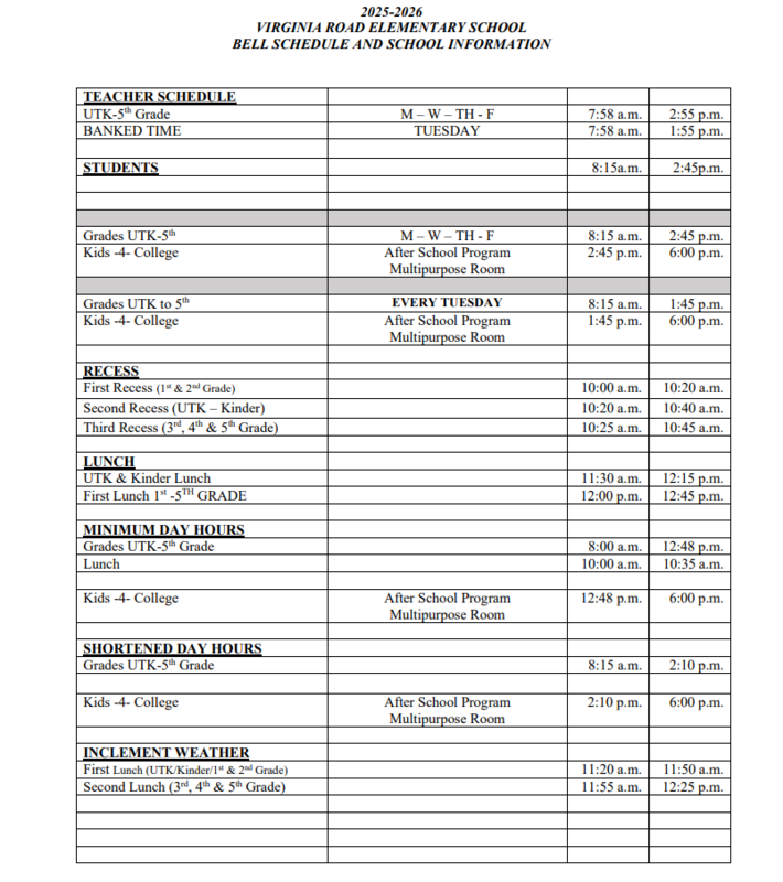 schedule