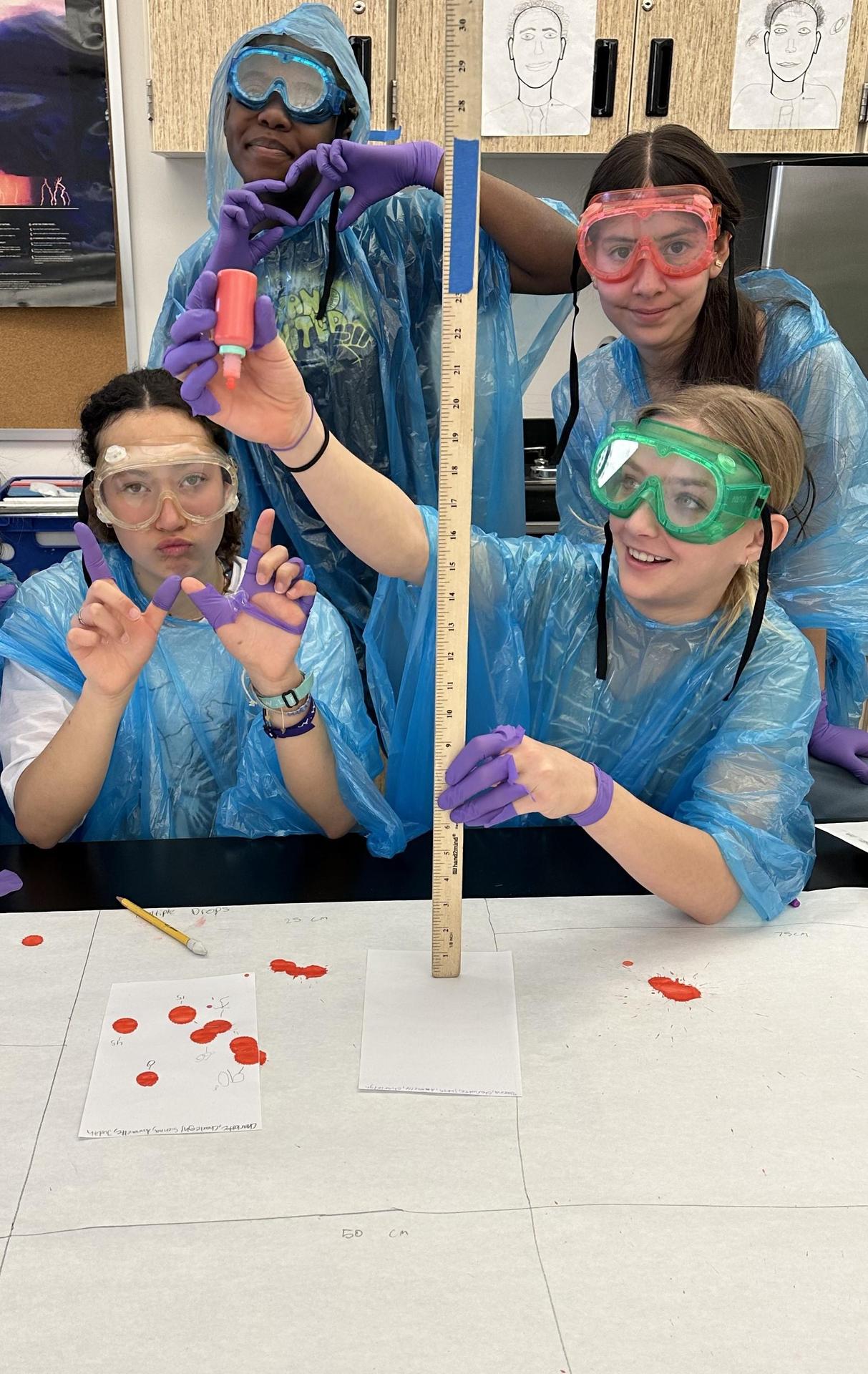 middle school students in forensics class