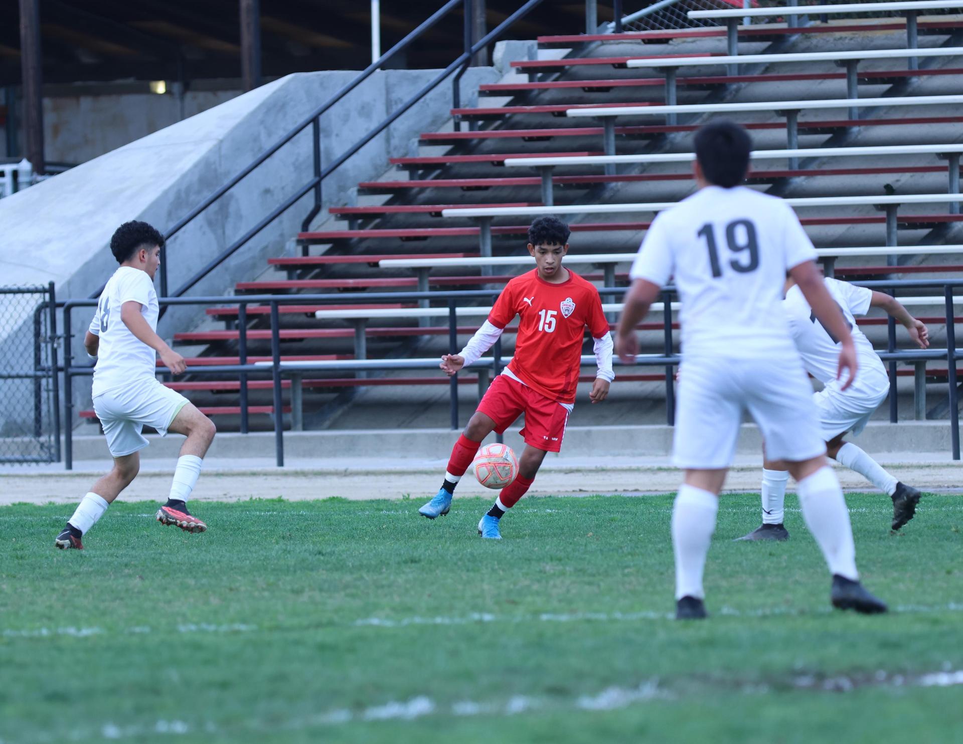 junior varsity boys playing soccer against washington union
