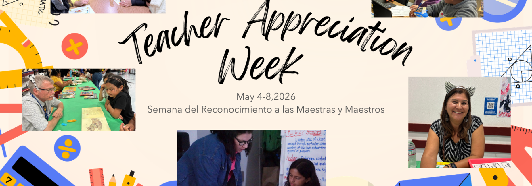 Collage with photos of men and women engaged with students to celebrate Teacher Appreciation week