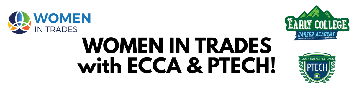 Image with ECCA and Women in Trades logos saying "Women in Trades with ECCA"