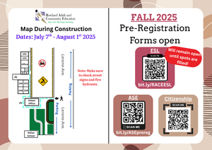 Construction Map and QR codes for Program Pre-Registration Forms