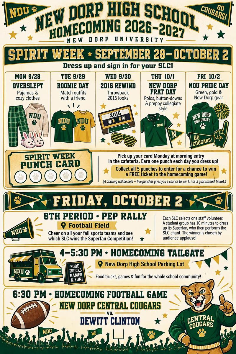 Homecoming Events List Flyer