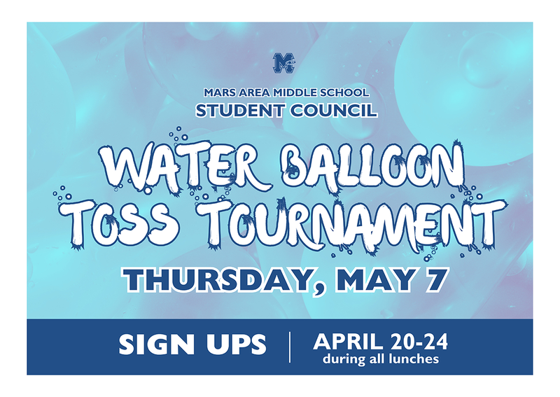 a background of light blue colored water balloons with information about a water balloon toss event