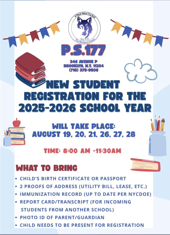 August dates, pencils and book to register your child