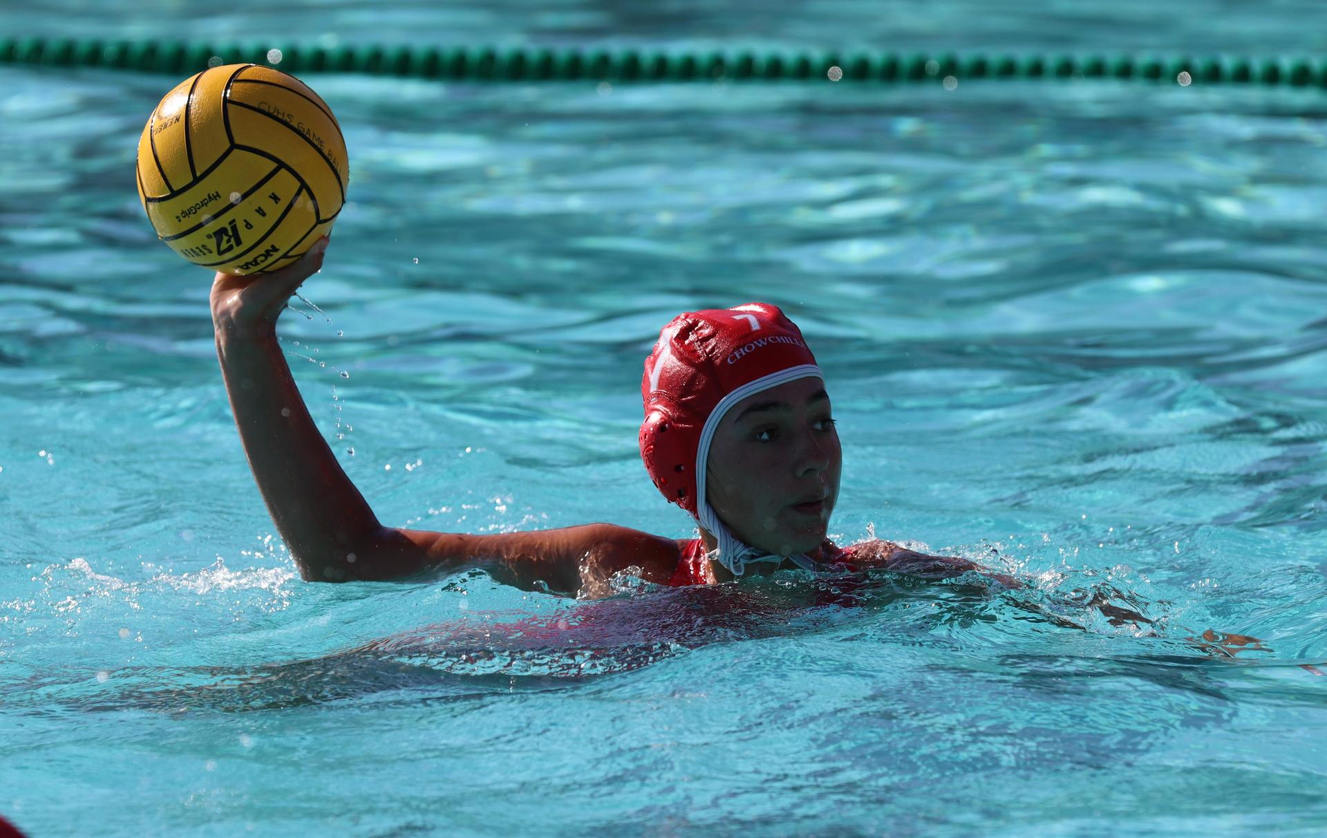 girls playing water polo against Hoover