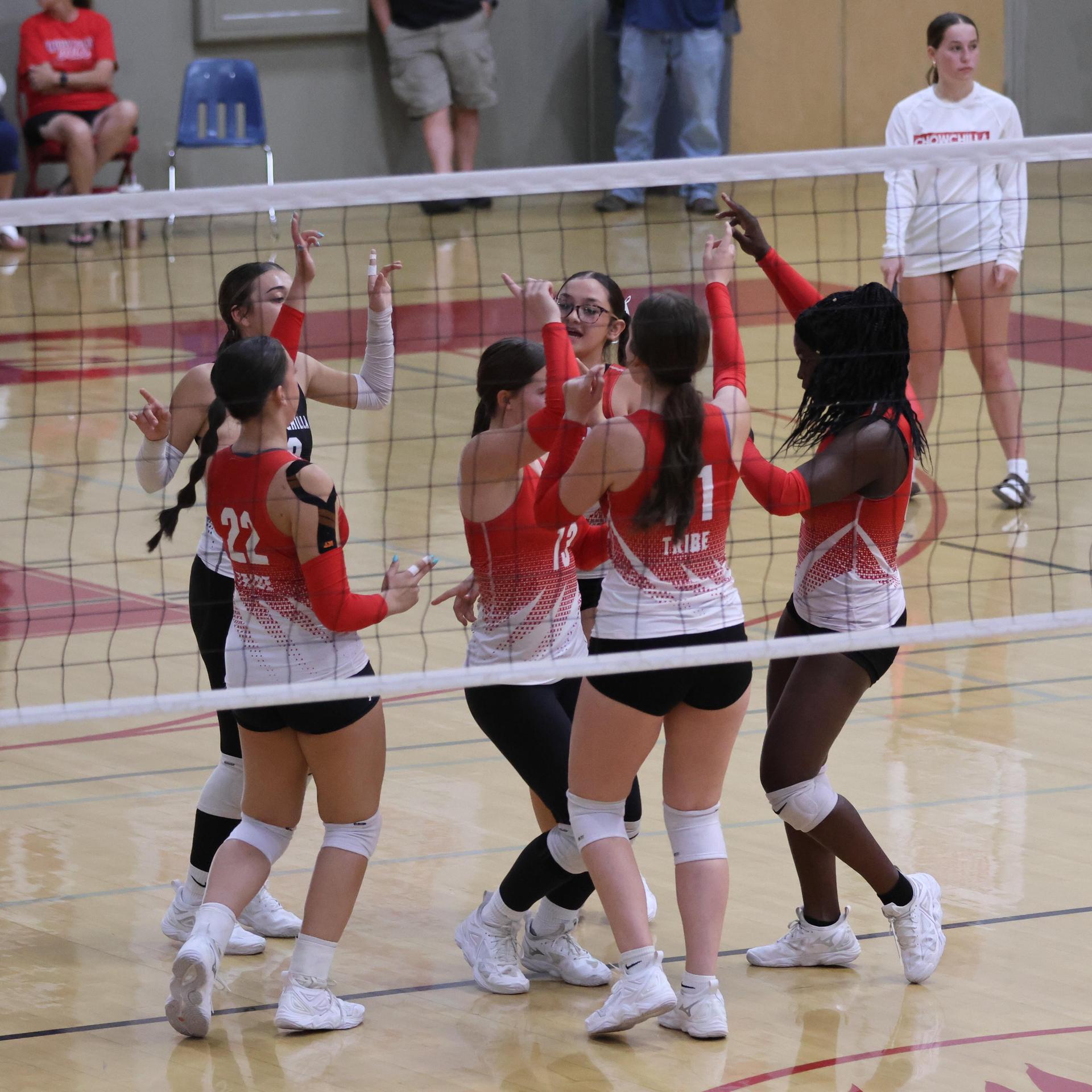 Varsity girls Volleyball playing vs. Madera 4