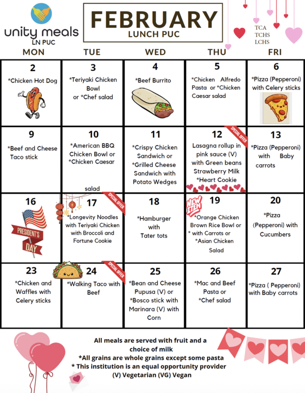 February Lunch Menu