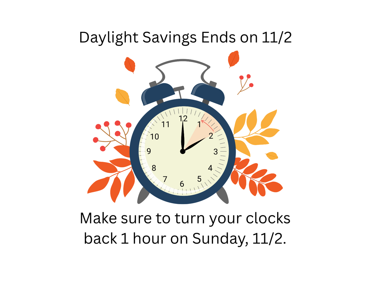 Set clocks back 1 hour flyer