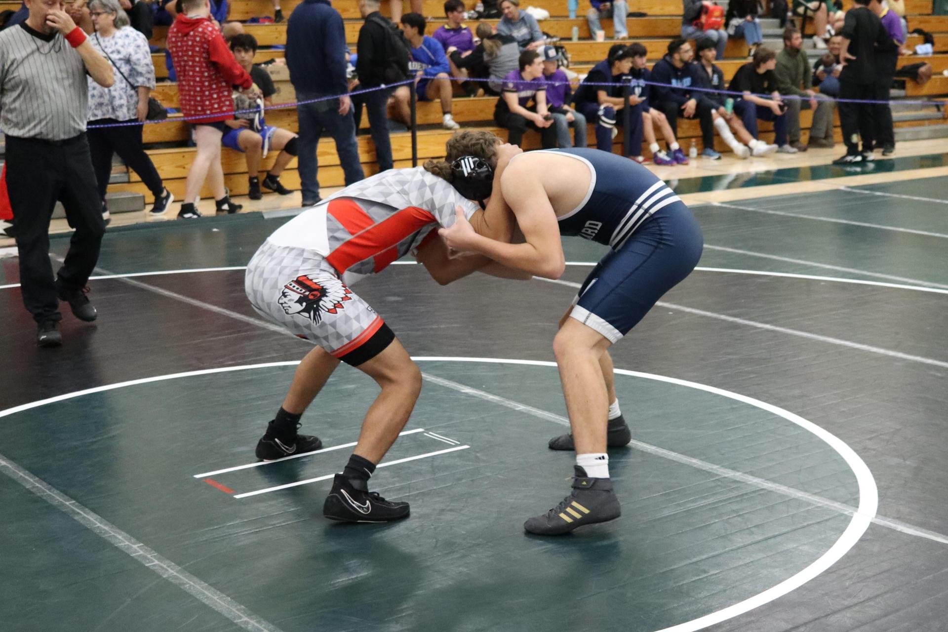 wrestlers in action at the Hawks invitational