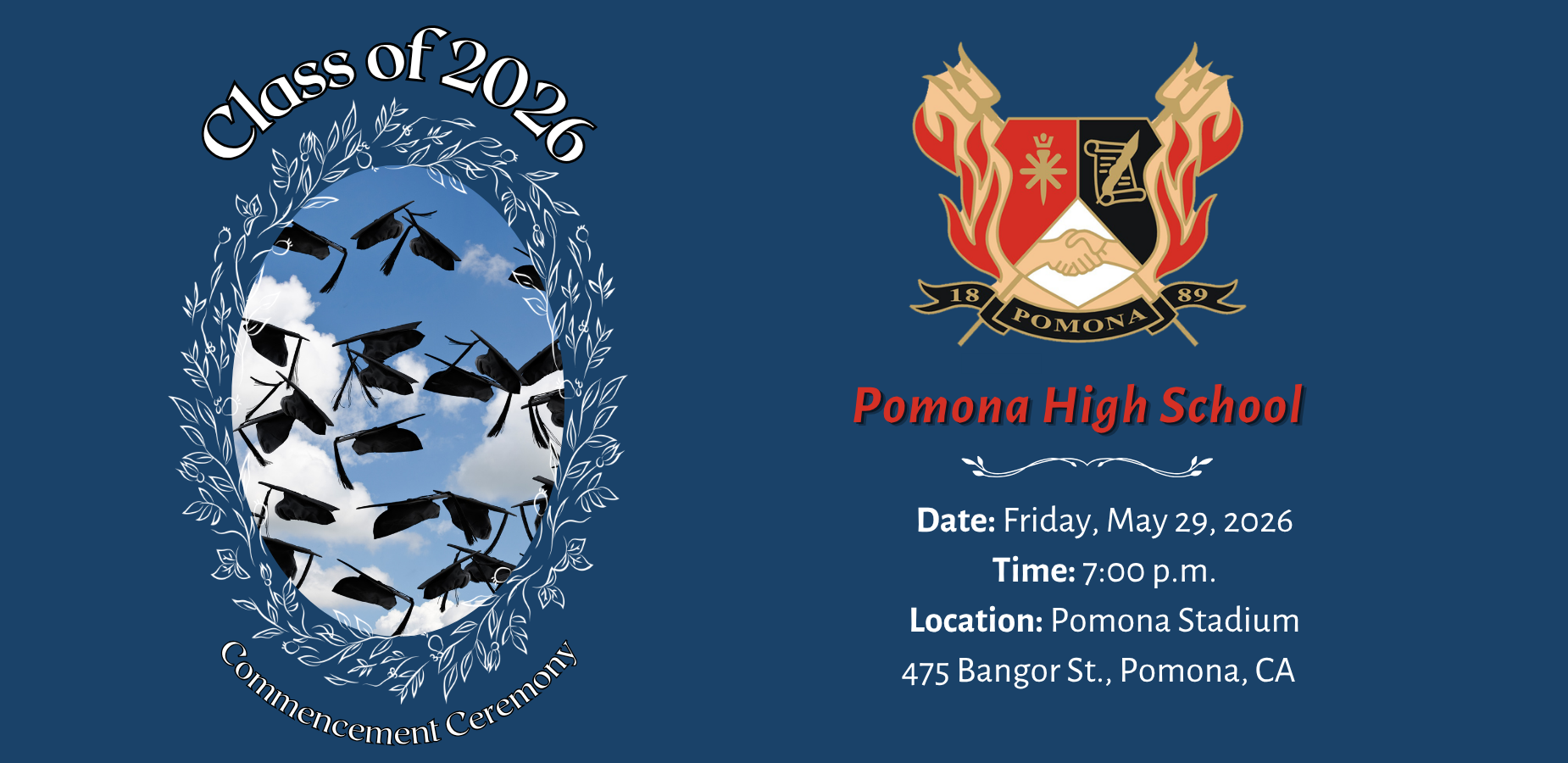 Pomona HS graduation banner for homepage