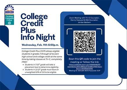 College Credit Plus Info Night Flyer