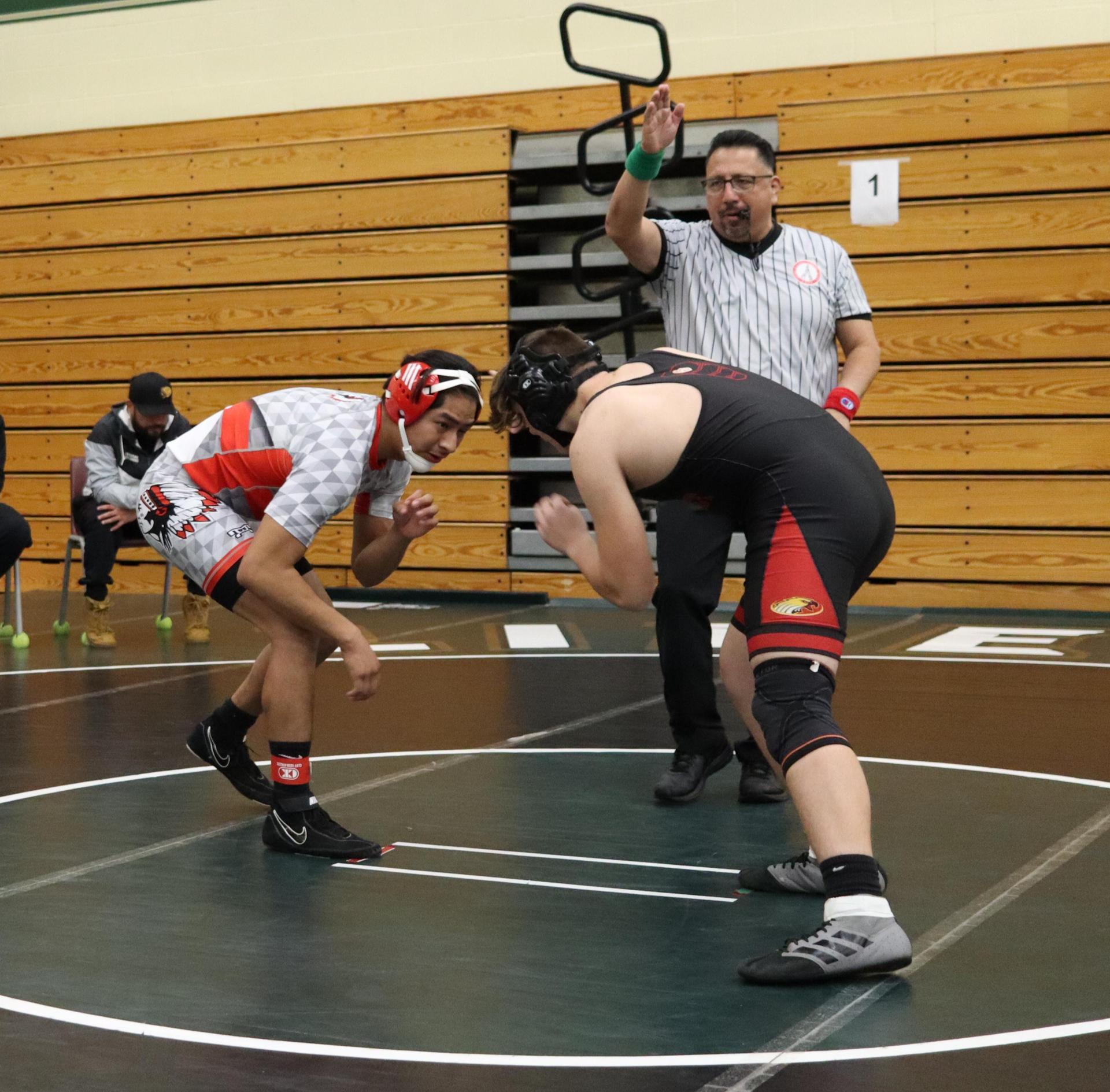 wrestlers in action at the Hawks invitational