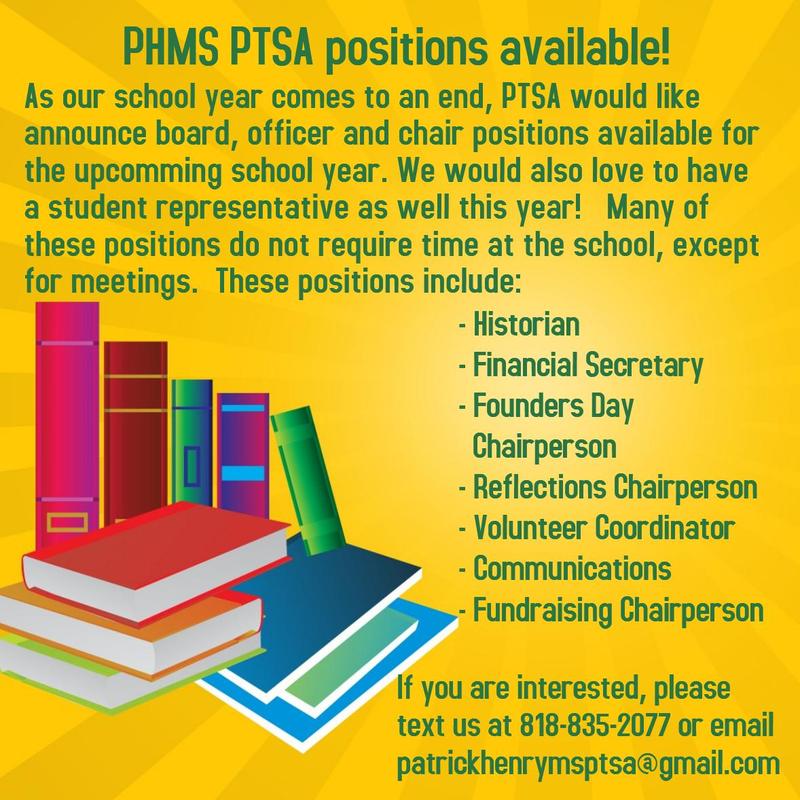 PTSA Positions for 2017-2018 Featured Photo