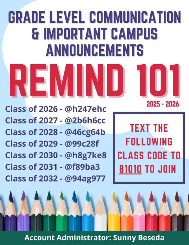 Grade Level Remind Codes