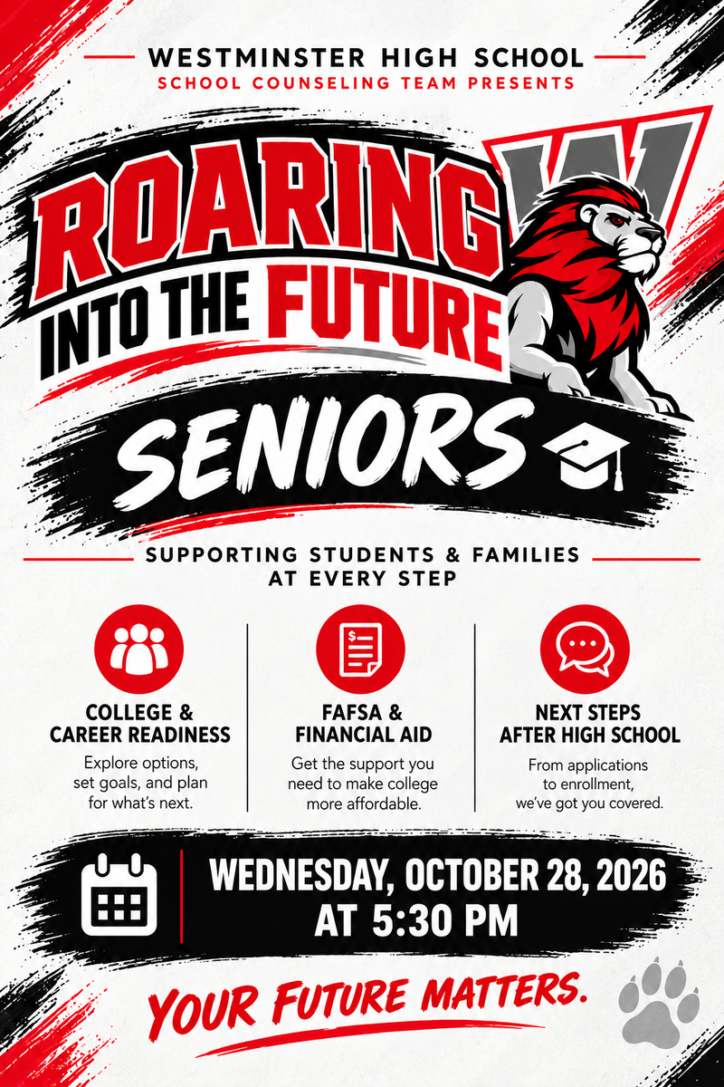 Event flyer: "Roaring Into the Future: Seniors,"