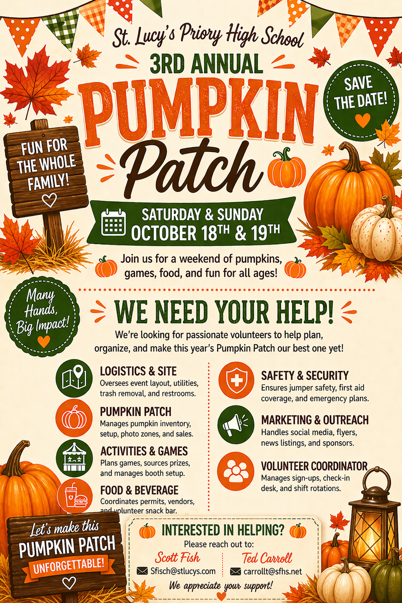 3rd Annual Pumpkin Patch, We need your help!