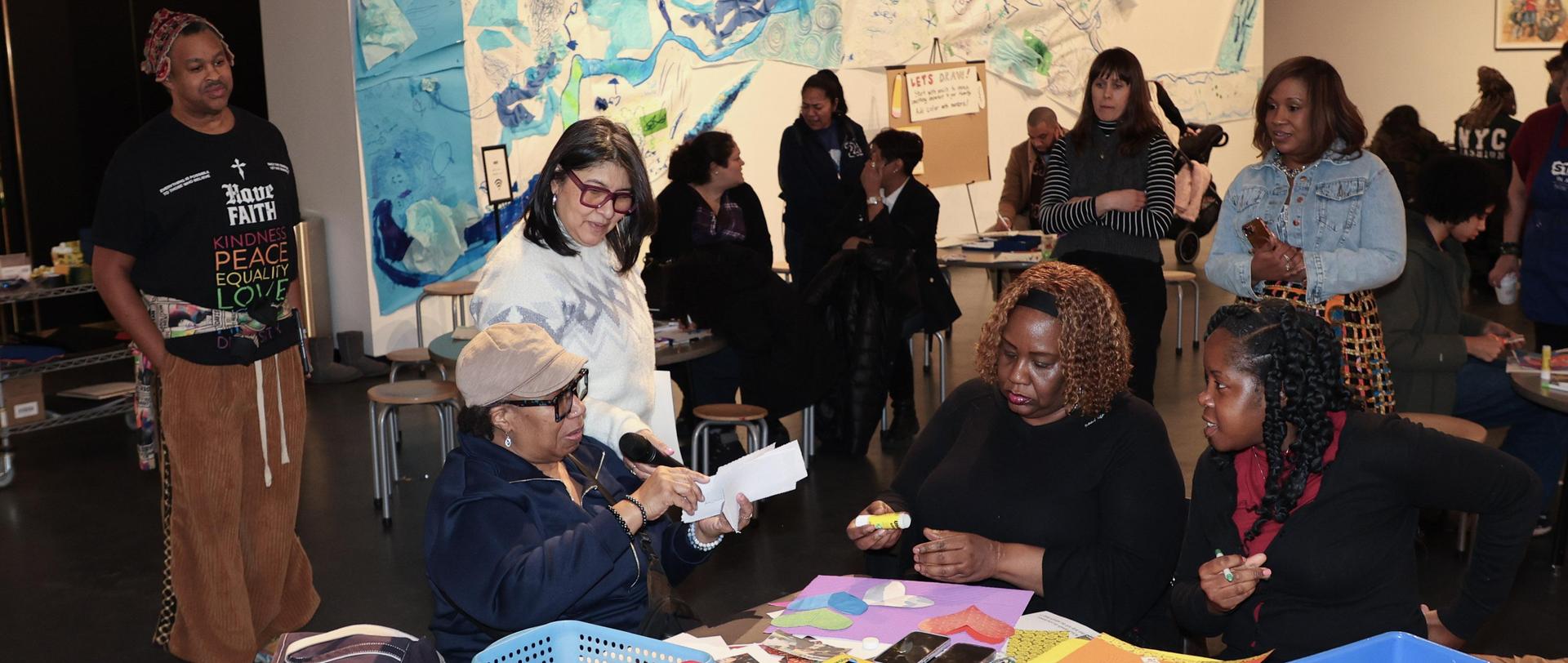 Participants making art