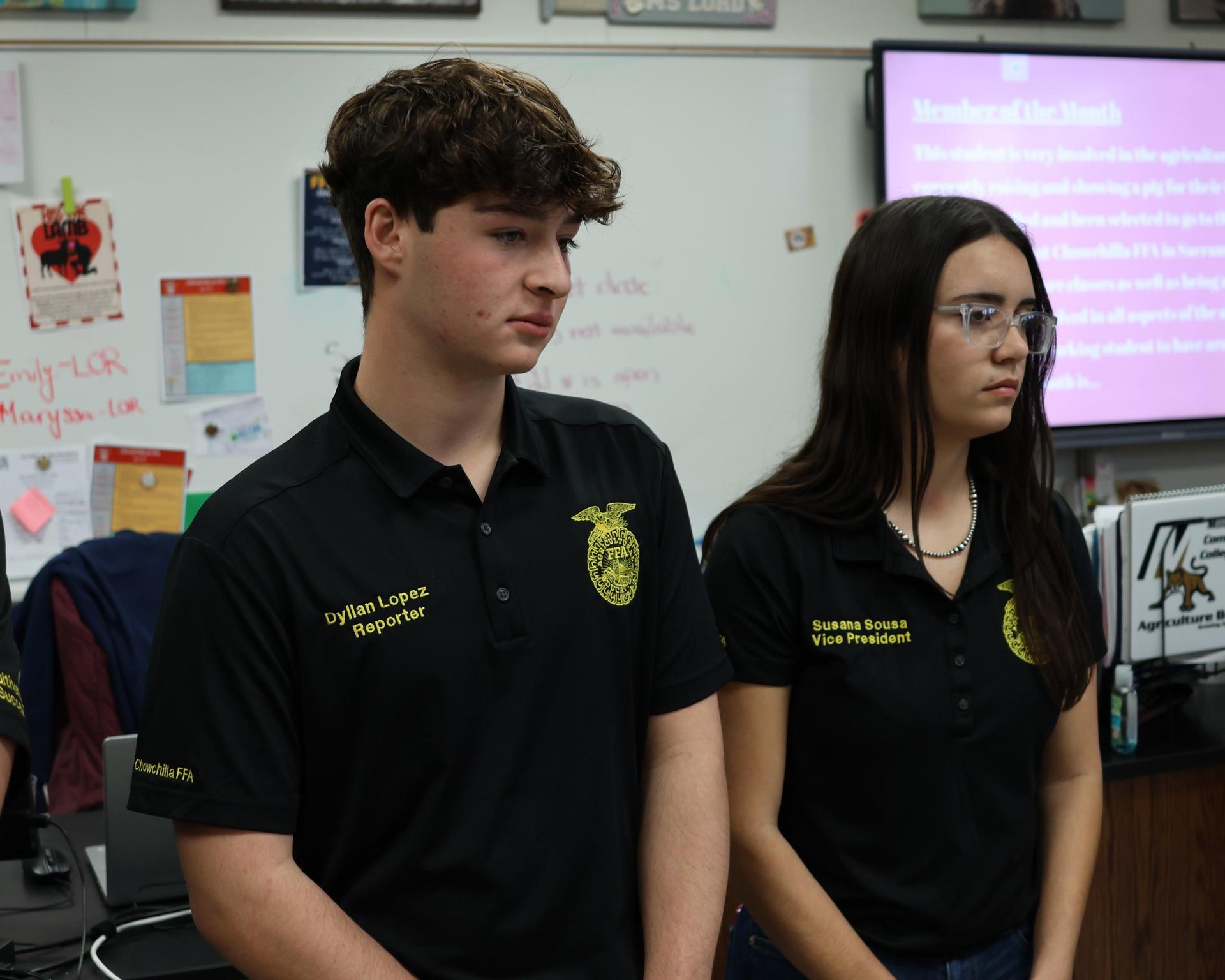 Future Farmer officers conducting the meeting
