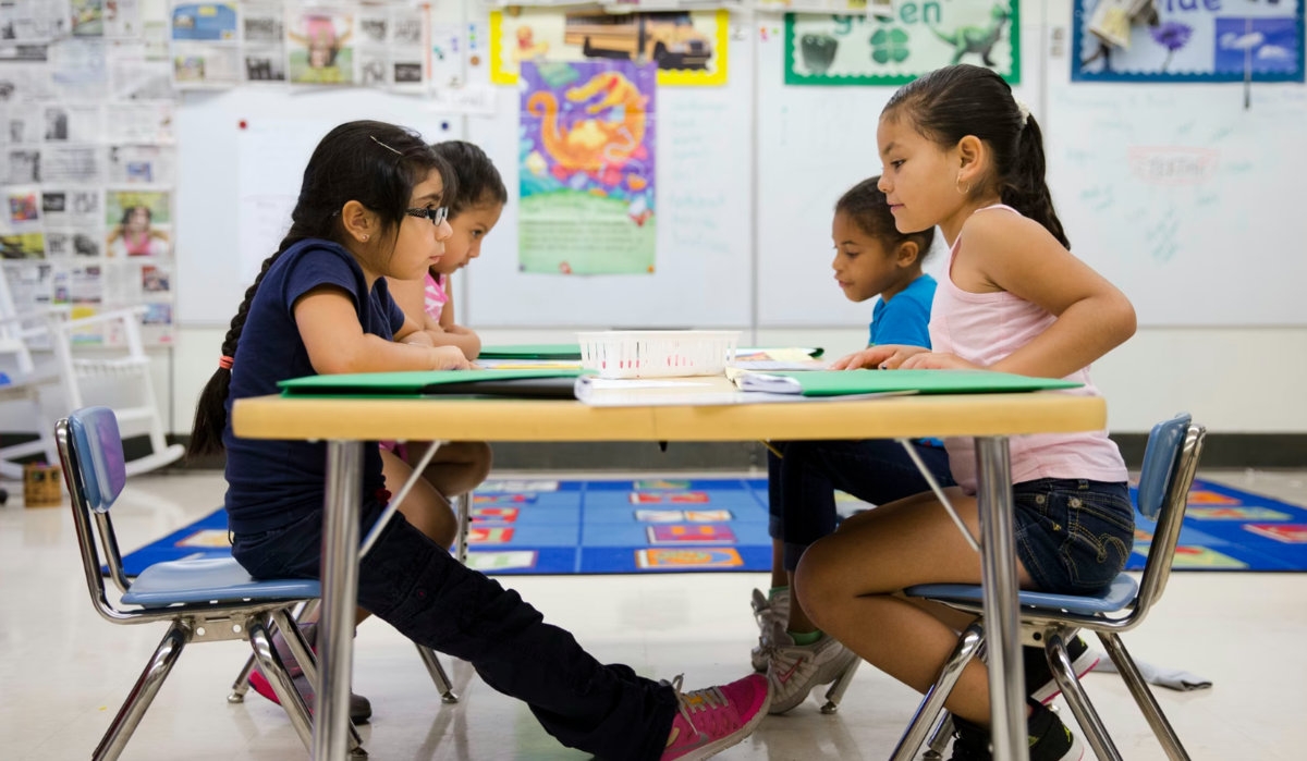 Kids at a desk