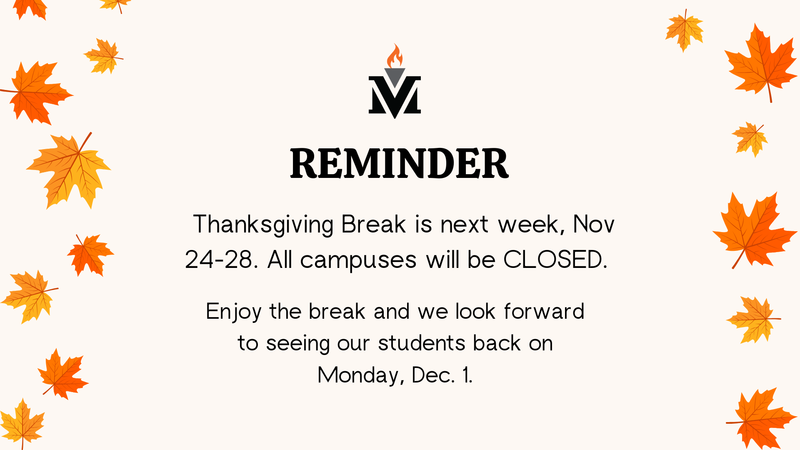 Thanksgiving Break reminder
