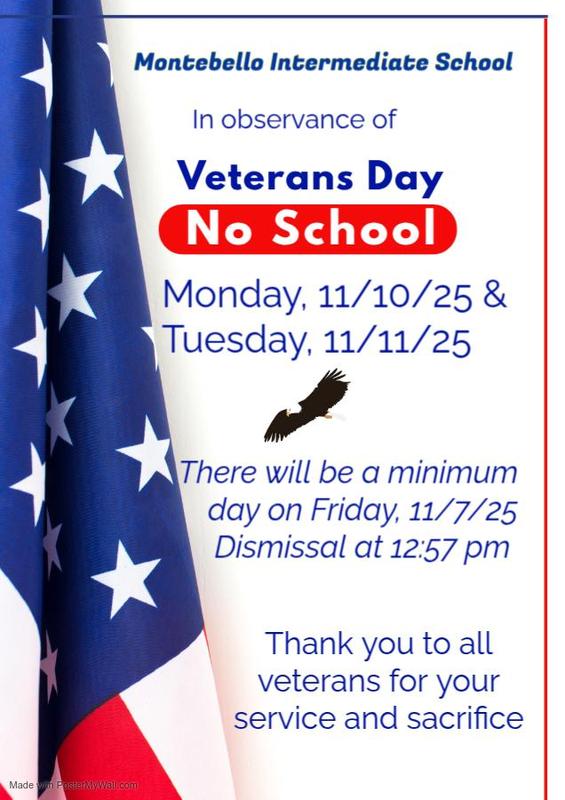 Veterans day No school 11/10/25 and11/11/25