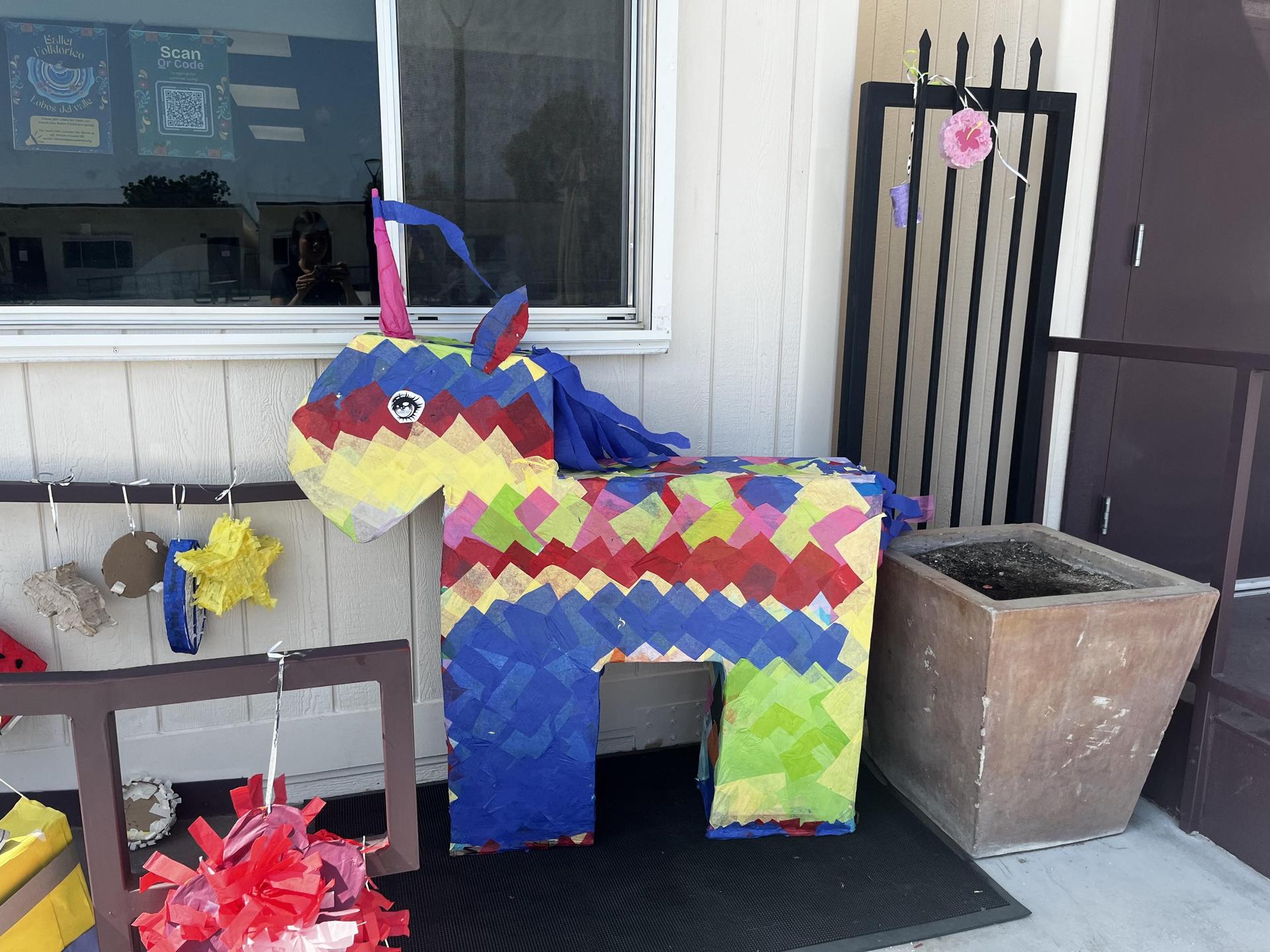 Piñatas created by our Intro Spanish, Spanish 1 and 2 students: June 4 2025