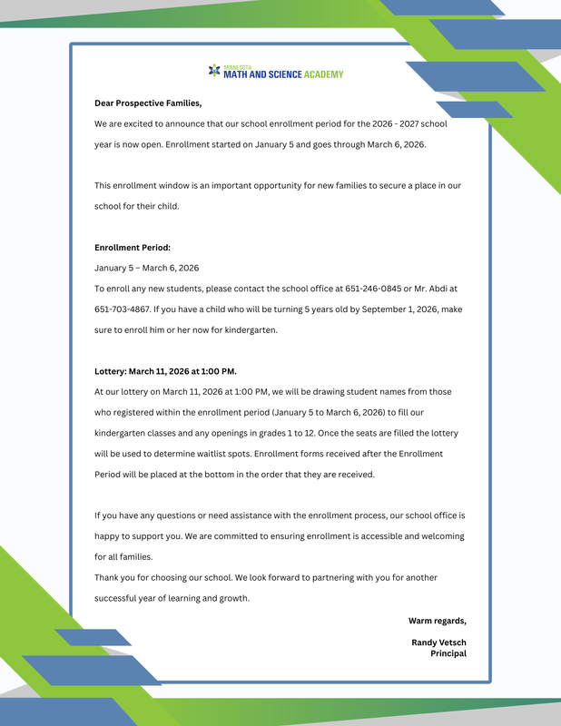 Enrollment Now Open for the 2026–2027 School Year!