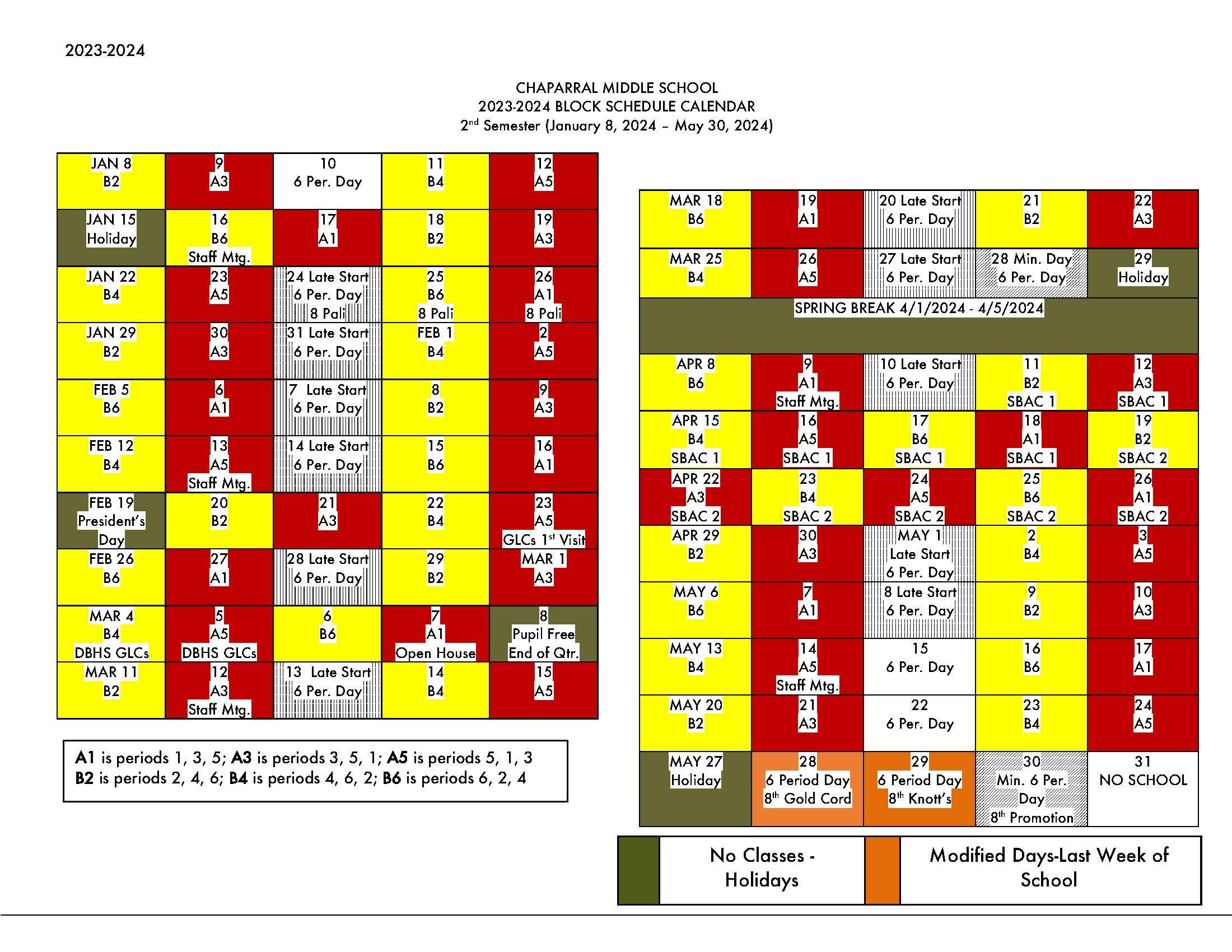 Calendar – Staff – Chaparral Middle School
