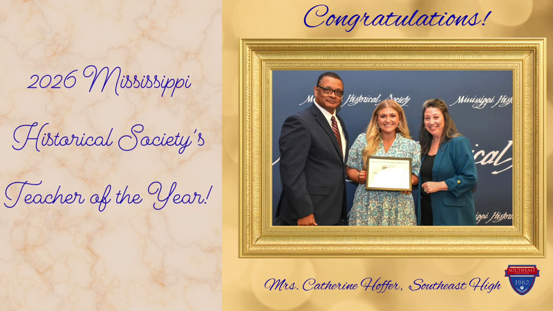 Mrs. Catherine Hoffer Receiving the Mississippi Historical Society's Teacher of the Year Honor