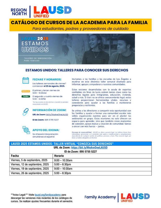 Region North Family Academy Flyer Page 3 Spanish