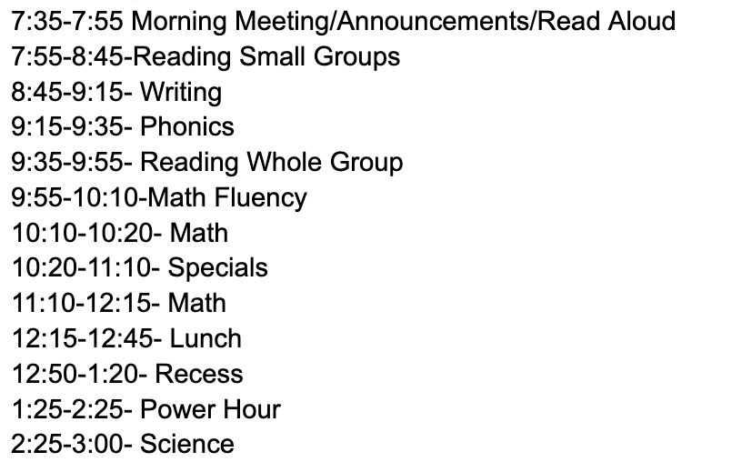 Daily Schedule