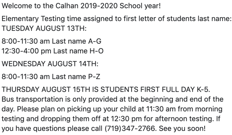 Elementary Testing Dates for 2019-2020 School Year Featured Photo