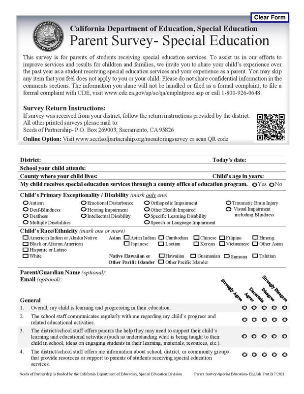 Survey of Special Education in English