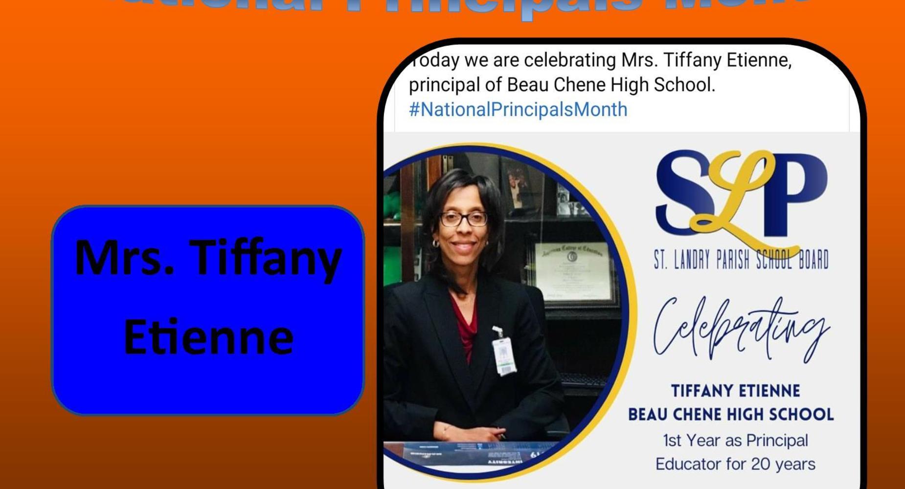 National Principals Month - Mrs. Tiffany Etienne - 2020-2021