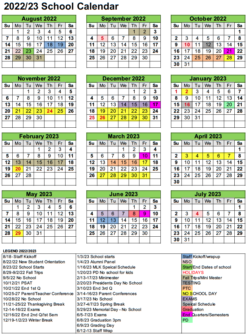 Annual Calendar For Current Families Jackson Hole Community School