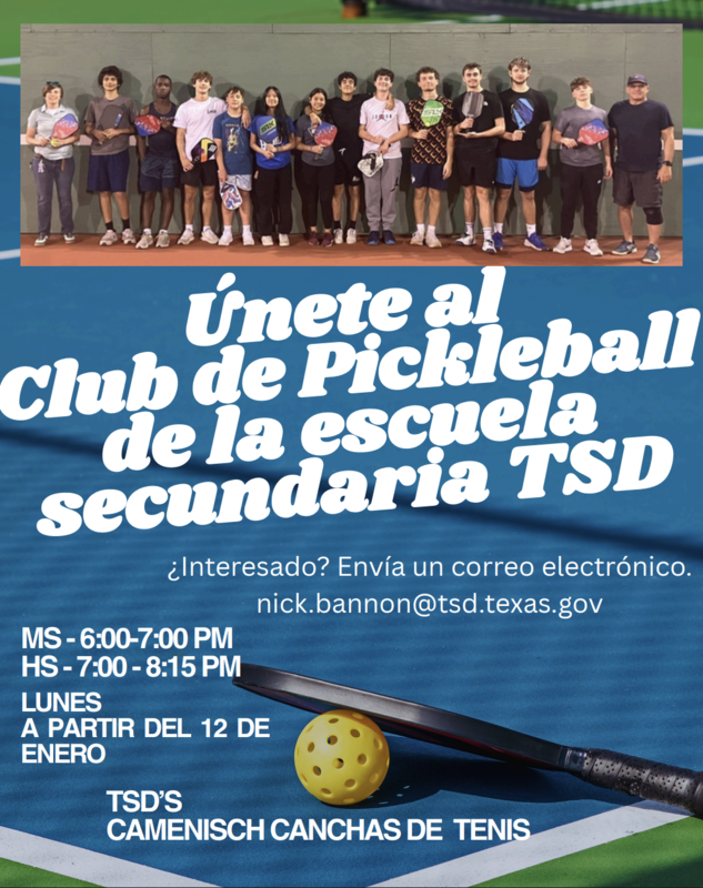 Spanish TSD MS/HS Pickleball Club Poster