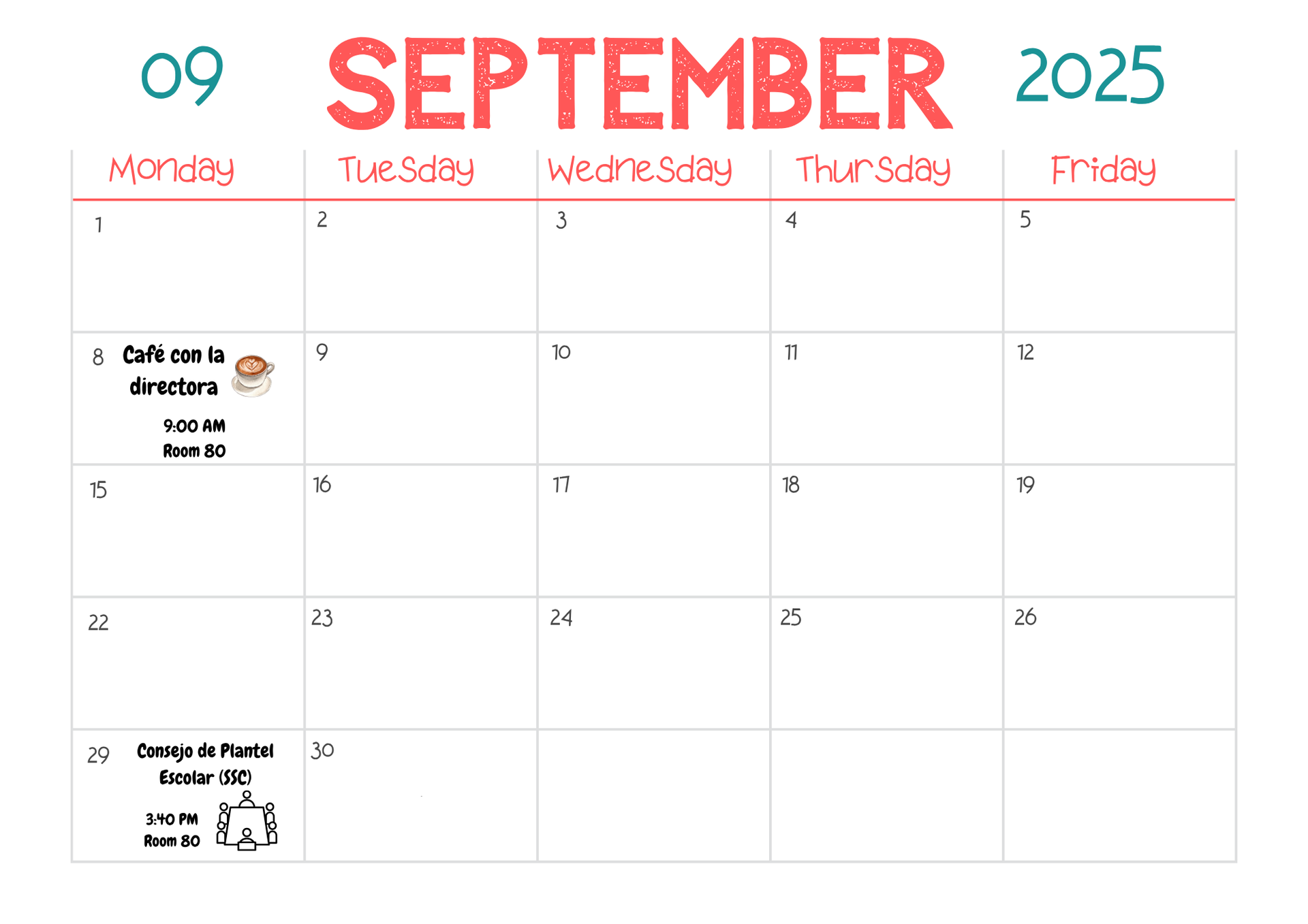 September Calendar