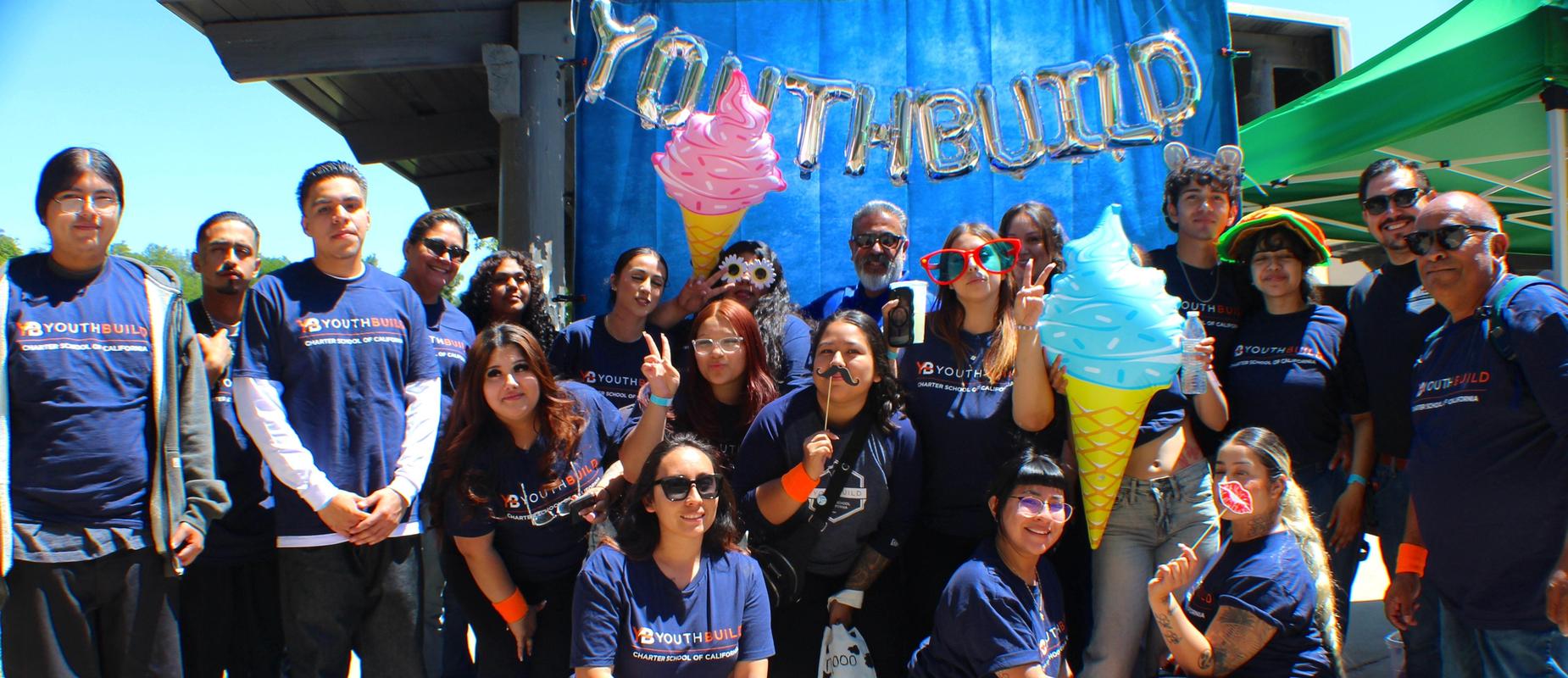 Students and staff from SGVCC YouthBuild pose for a photo at YouthBuild Day