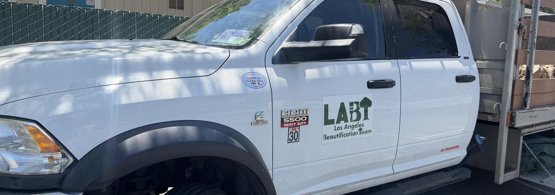 Los Angeles Beautification Team Truck!  They brought us 12 new trees!