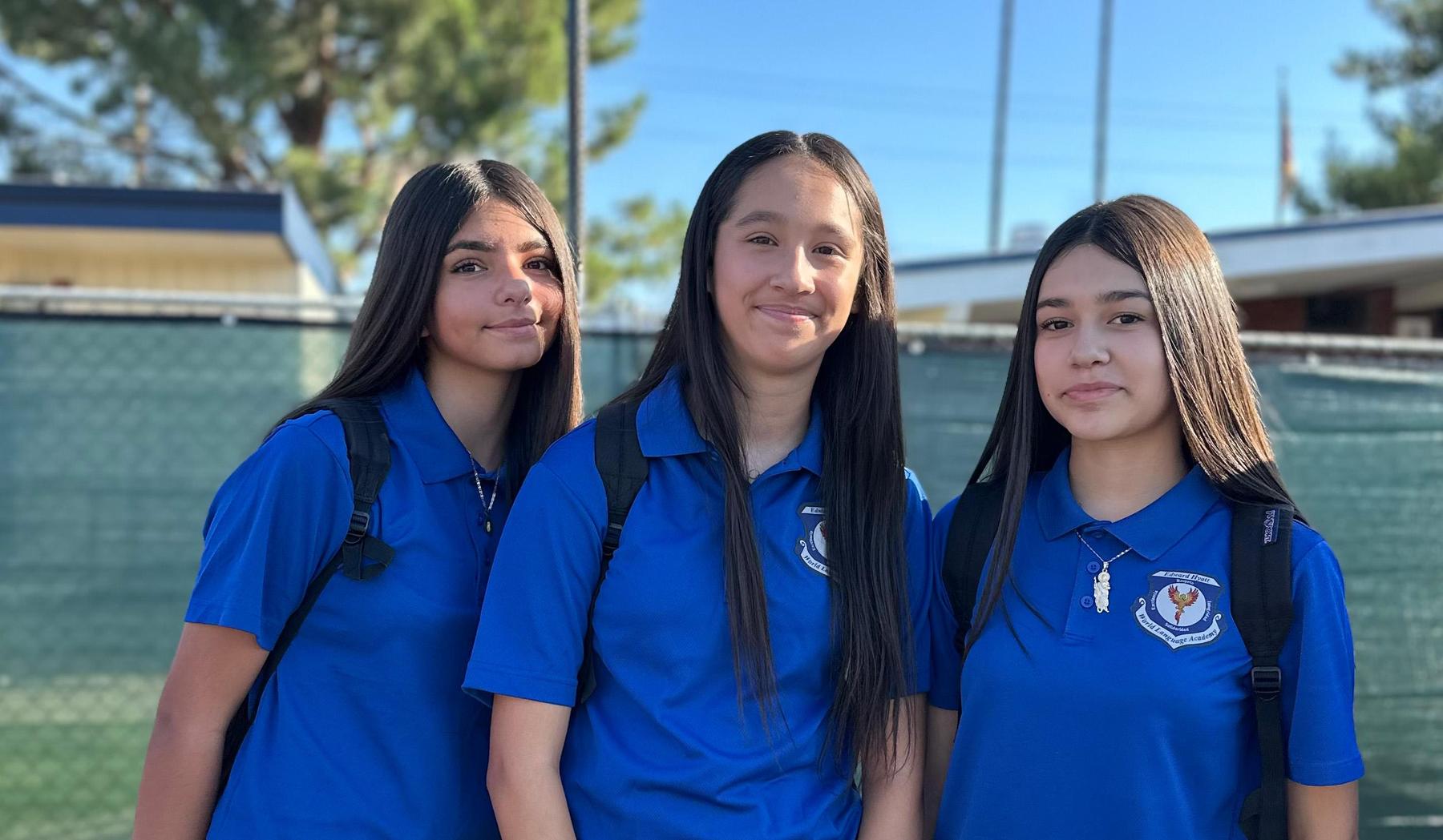Three middle school girls