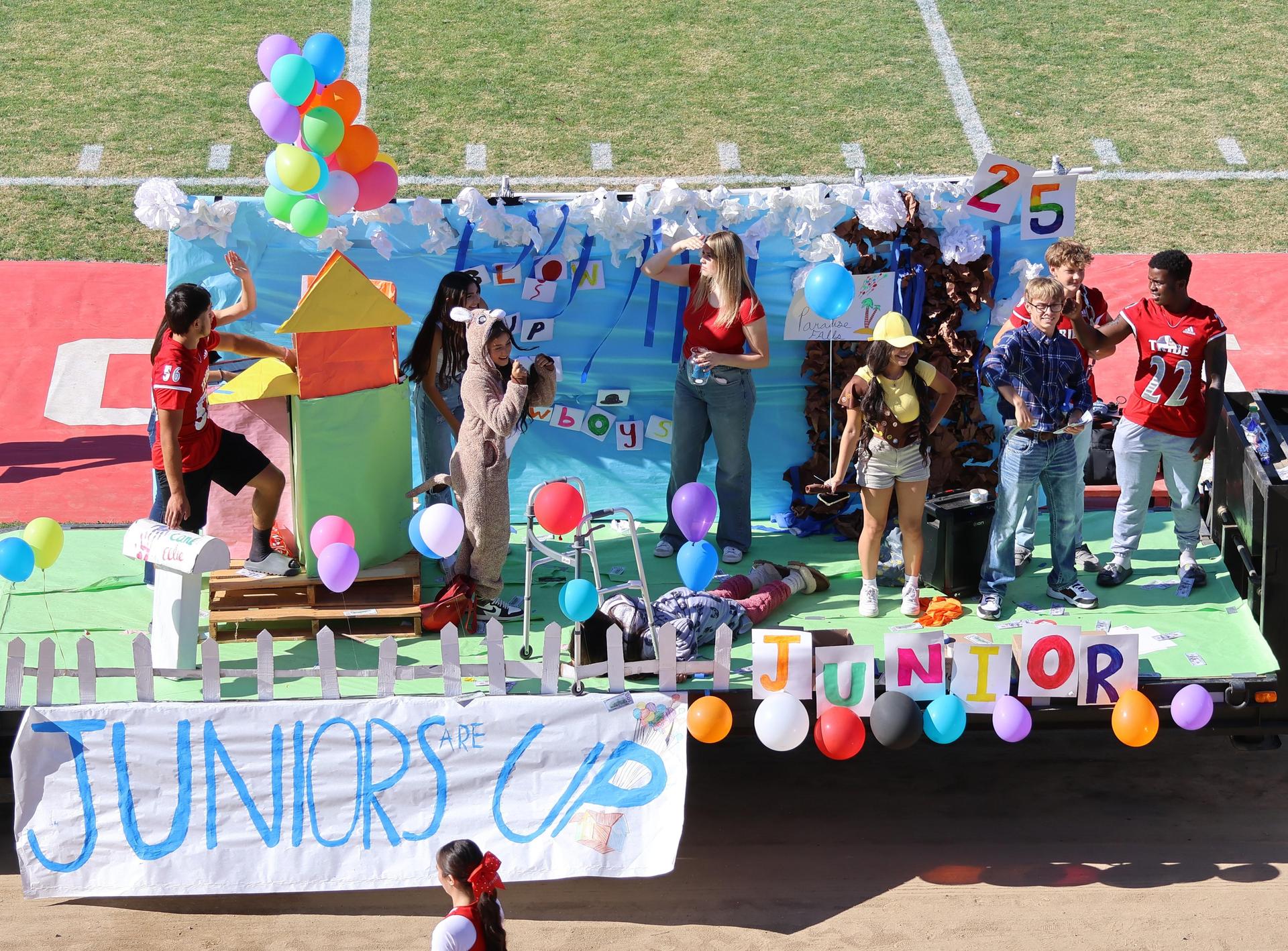 students and staff at the homecoming rally