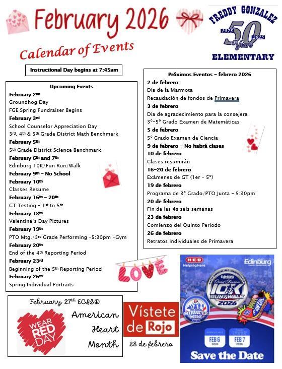 Calendar of Events - February 2026