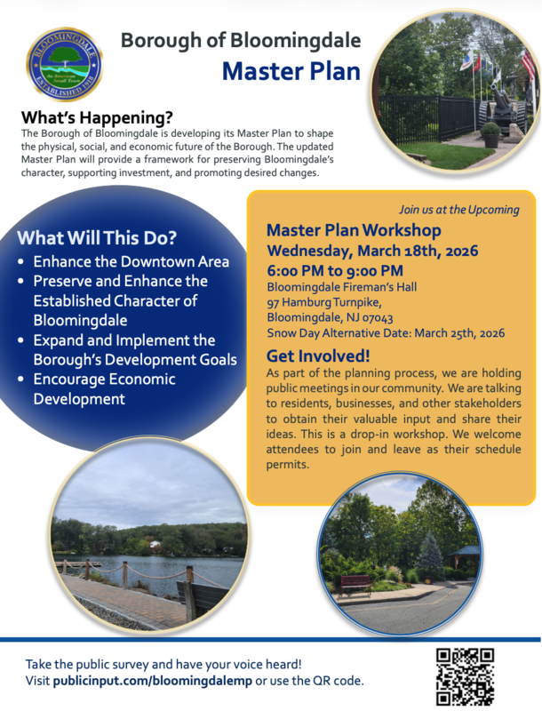 Community Message: Boro Master Plan Meeting Wednesday, March 18th, 2026 6:00 PM to 9:00 PM