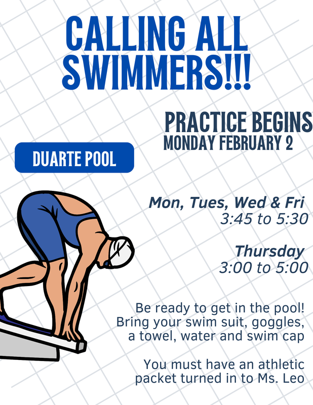 Swimming season practices start next week.