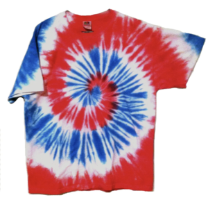 t-shirt with red whit and blue pattern