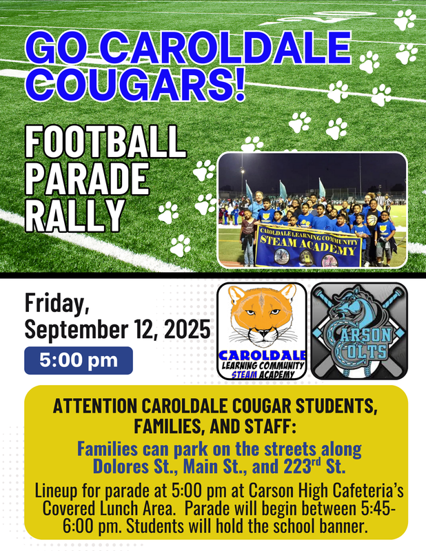 Represent Caroldale at the Annual Football Parade Rally! Click here for flyer!