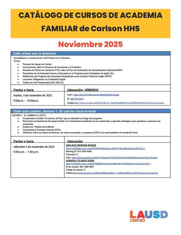 Family academy flyer spanish 2